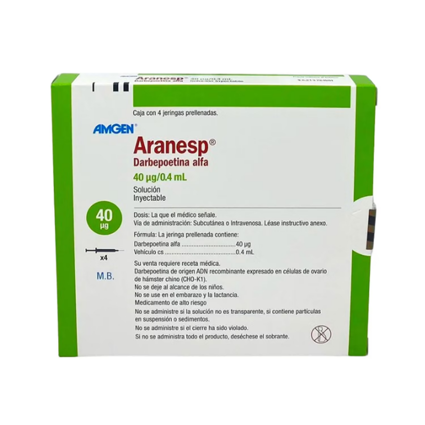 Aranesp 40 mcg c/4 amp